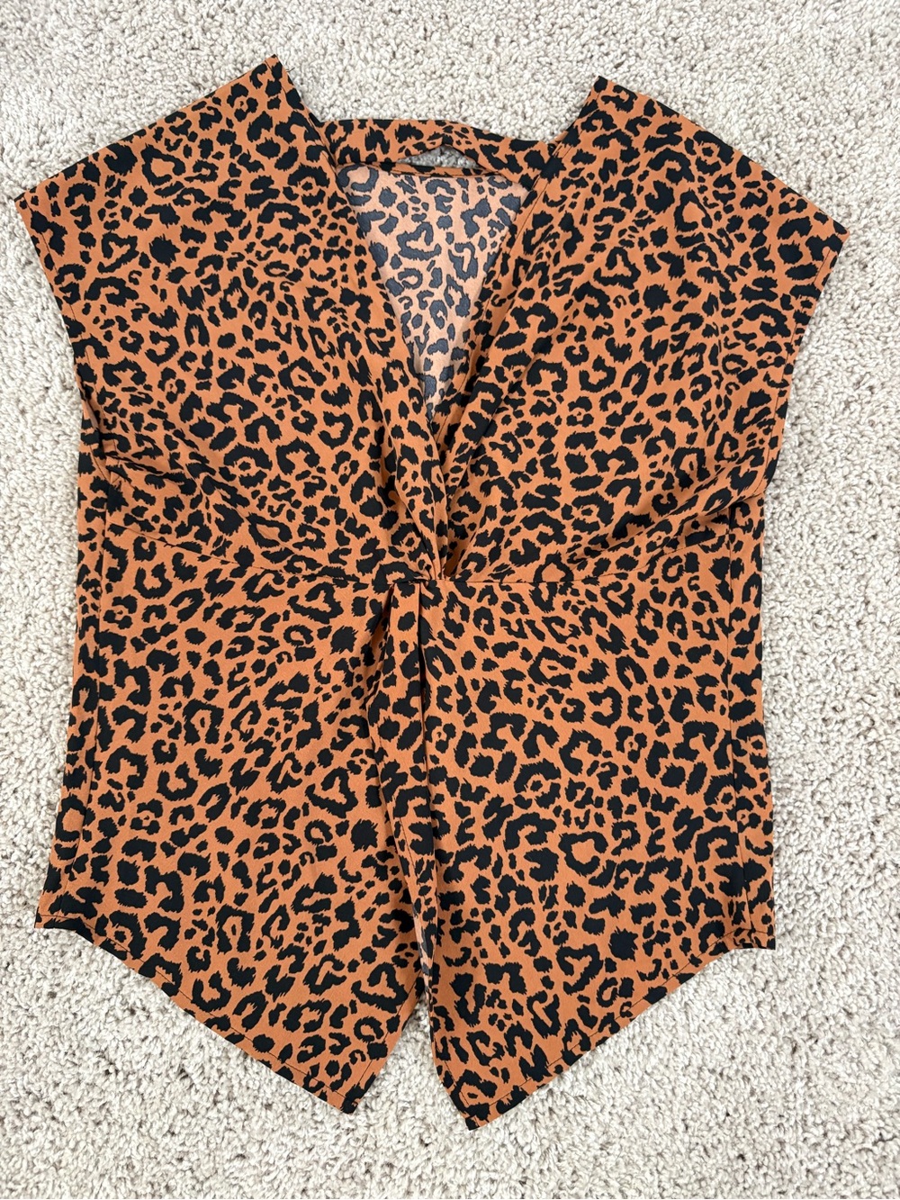 Women's Rust Leopard Print V-Neck Blouse